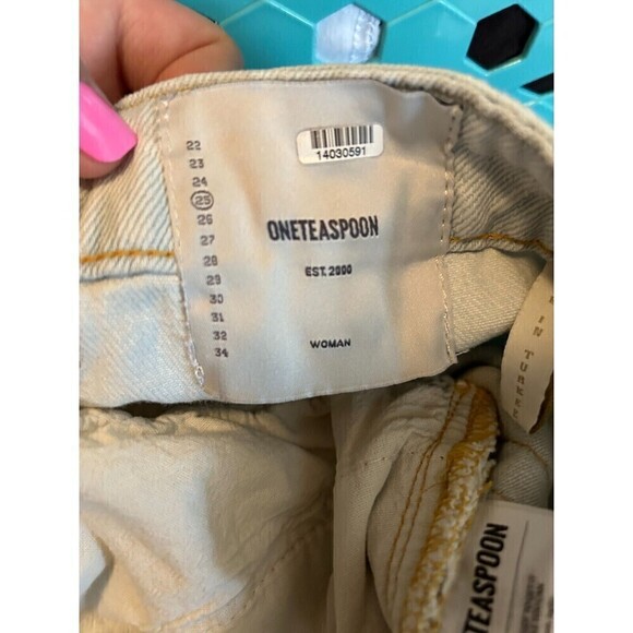 One Teaspoon Brando Womens 2020 Mini Skirt Size 25 Cotton Jean Button Fly R3 - Picture 12 of 12